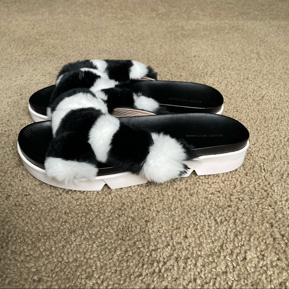 Stuart Weitzman Sublime Rex Rabbit Fur Slide Sand… - image 6